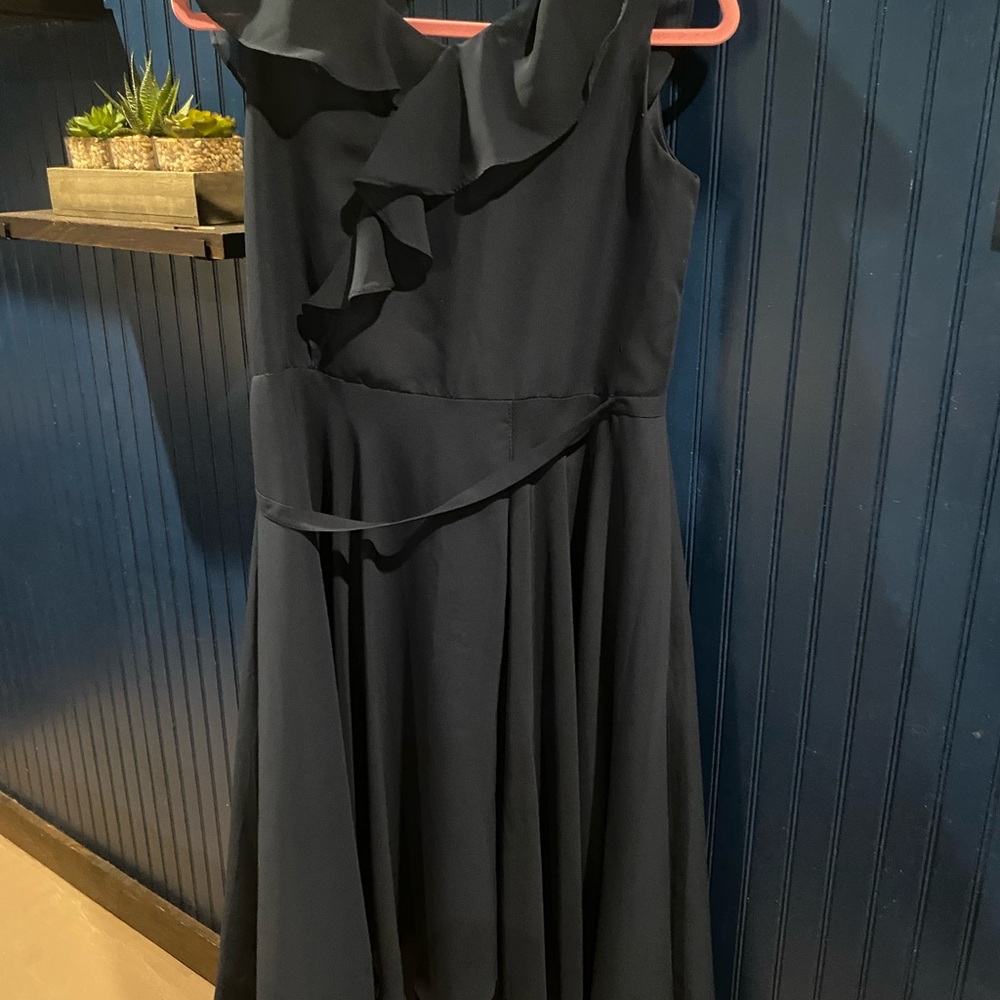 Elegant Navy Blue Ruffled Dress